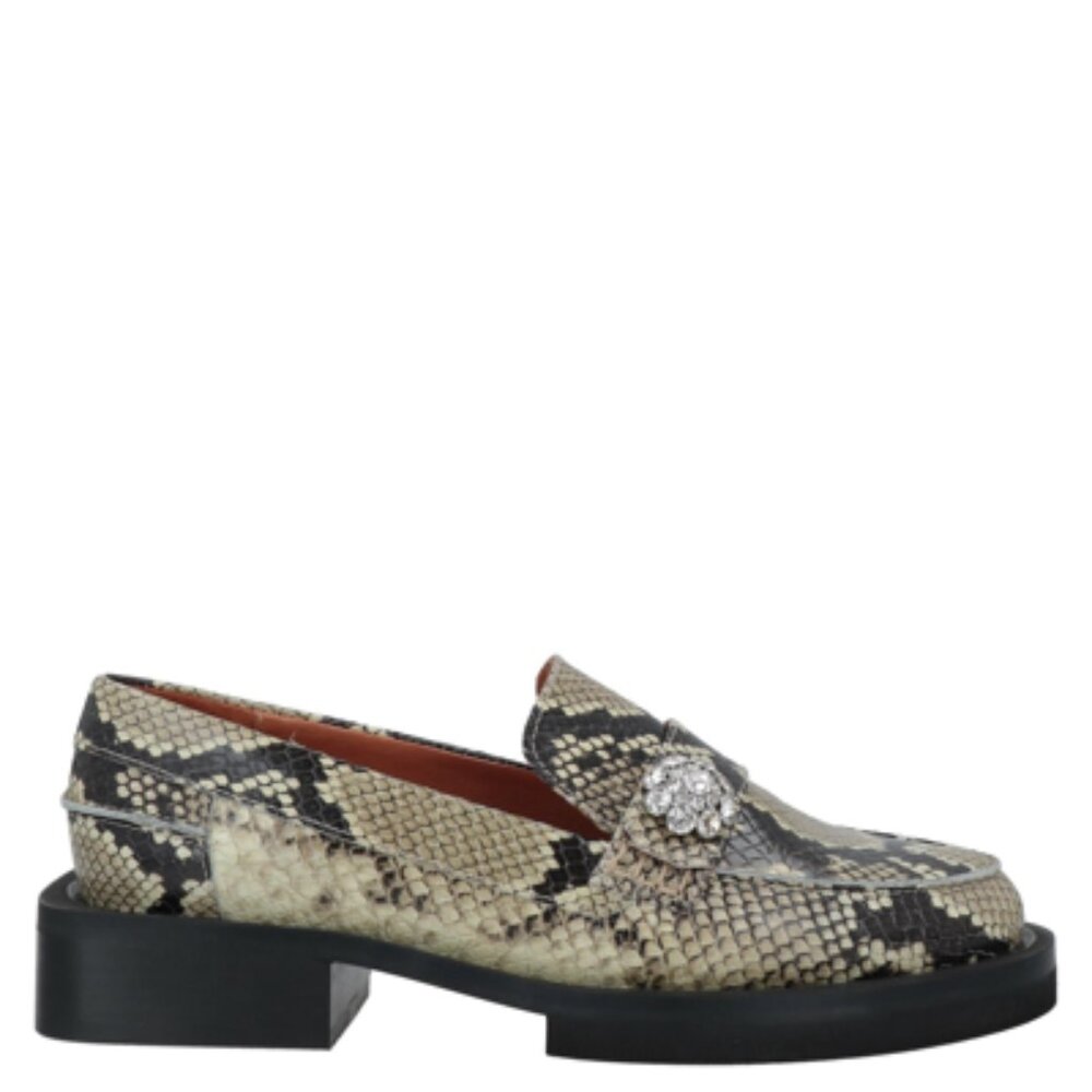 GANNI Snake Effect Loafers in Beige (Like New Condition)